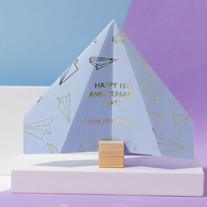 Personalised Paper Plane First Anniversary Card