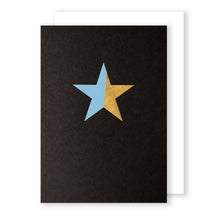 Load image into Gallery viewer, Star | Black - Gold &amp; Blue Foil | Luxury Foiled Christmas Card Greeting Card Mock Up Designs 