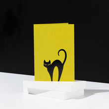 Load image into Gallery viewer, Foiled Black Cat, Chartreuse Green Halloween Card