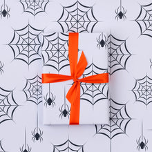 Load image into Gallery viewer, Black and white, Spider Web |  Halloween Wrapping Paper