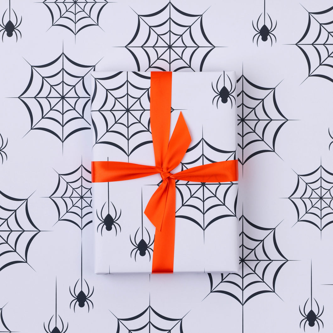 Black and white, Spider Web |  Halloween Wrapping Paper