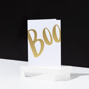 Foiled Boo, White Halloween Card