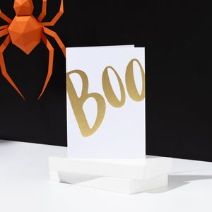 Foiled Boo, White Halloween Card