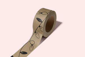 Eco Friendly Christmas Paper Parcel Tape |  Kraft Fairy Lights 50mm x 50m