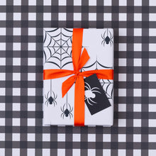 Load image into Gallery viewer, Black and white, Spider Web |  Halloween Wrapping Paper