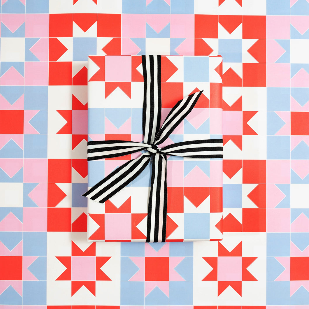 Red Patchwork Christmas Wrapping Paper