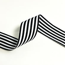Load image into Gallery viewer, Narrow Stripes | Black and White Grosgrain Ribbon | 25mm | 1m