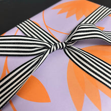 Load image into Gallery viewer, Narrow Stripes | Black and White Grosgrain Ribbon | 25mm | 1m