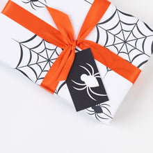 Load image into Gallery viewer, Black and white, Spider Web |  Halloween Wrapping Paper