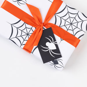 Black and white, Spider Web |  Halloween Wrapping Paper