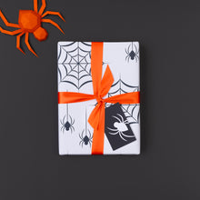 Load image into Gallery viewer, Black and white, Spider Web |  Halloween Wrapping Paper