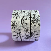 Load image into Gallery viewer, Eco Friendly Christmas Paper Packing Tape |  Black and White Snowflakes 25mm x 50m