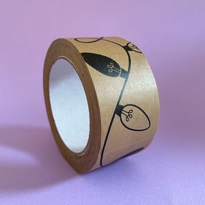 Eco Friendly Christmas Paper Parcel Tape |  Kraft Fairy Lights 50mm x 50m