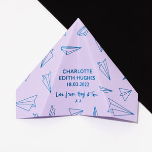 Personalised New Baby Paper Plane Greeting Card