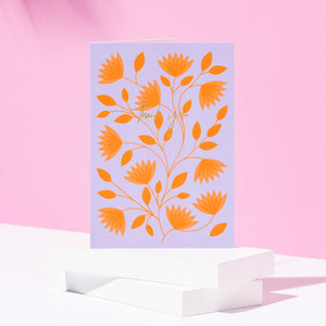 Large Flowers | Thank You Greeting Card | Floral Pattern