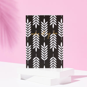 Black Leaves | Sending All my Love Card | Monochrome Pattern