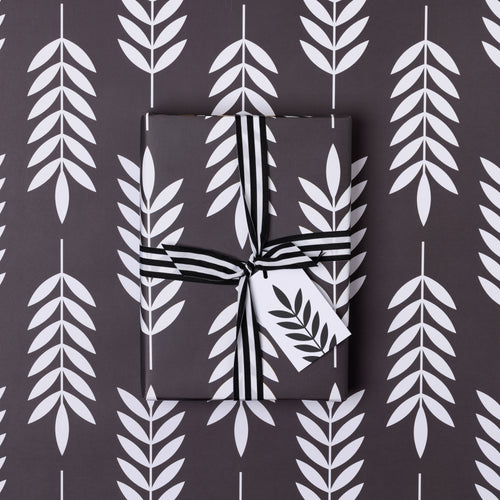 Black Leaves Wrapping Paper | Gift Wrap