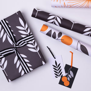 Black Leaves Wrapping Paper | Gift Wrap