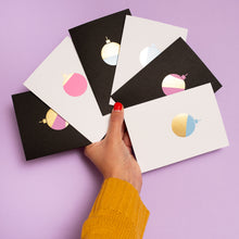 Load image into Gallery viewer, Bauble | Black - Gold &amp; Pink Foil | Luxury Foiled Christmas Card Greeting Card Mock Up Designs 