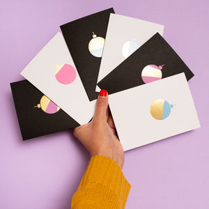 Bauble | Black - Gold & Pink Foil | Luxury Foiled Christmas Card Greeting Card Mock Up Designs 