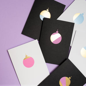 Bauble | Black - Gold & Pink Foil | Luxury Foiled Christmas Card Greeting Card Mock Up Designs 