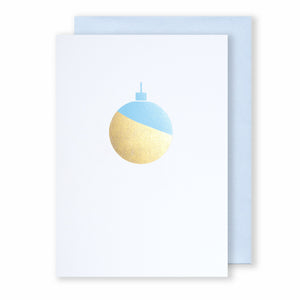 Bauble | White - Gold & Blue Foil | Luxury Foiled Christmas Card Greeting Card Mock Up Designs 