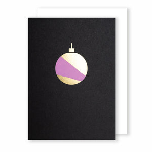 Bauble | White - Gold & Pink Foil | Luxury Foiled Christmas Card Greeting Card Mock Up Designs 