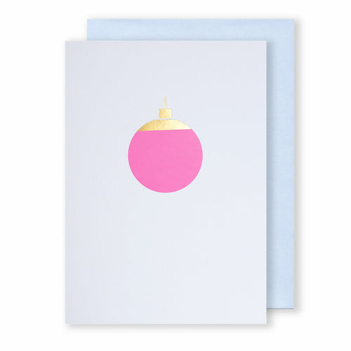 Bauble | White - Gold & Pink Foil | Luxury Foiled Christmas Card Greeting Card Mock Up Designs 