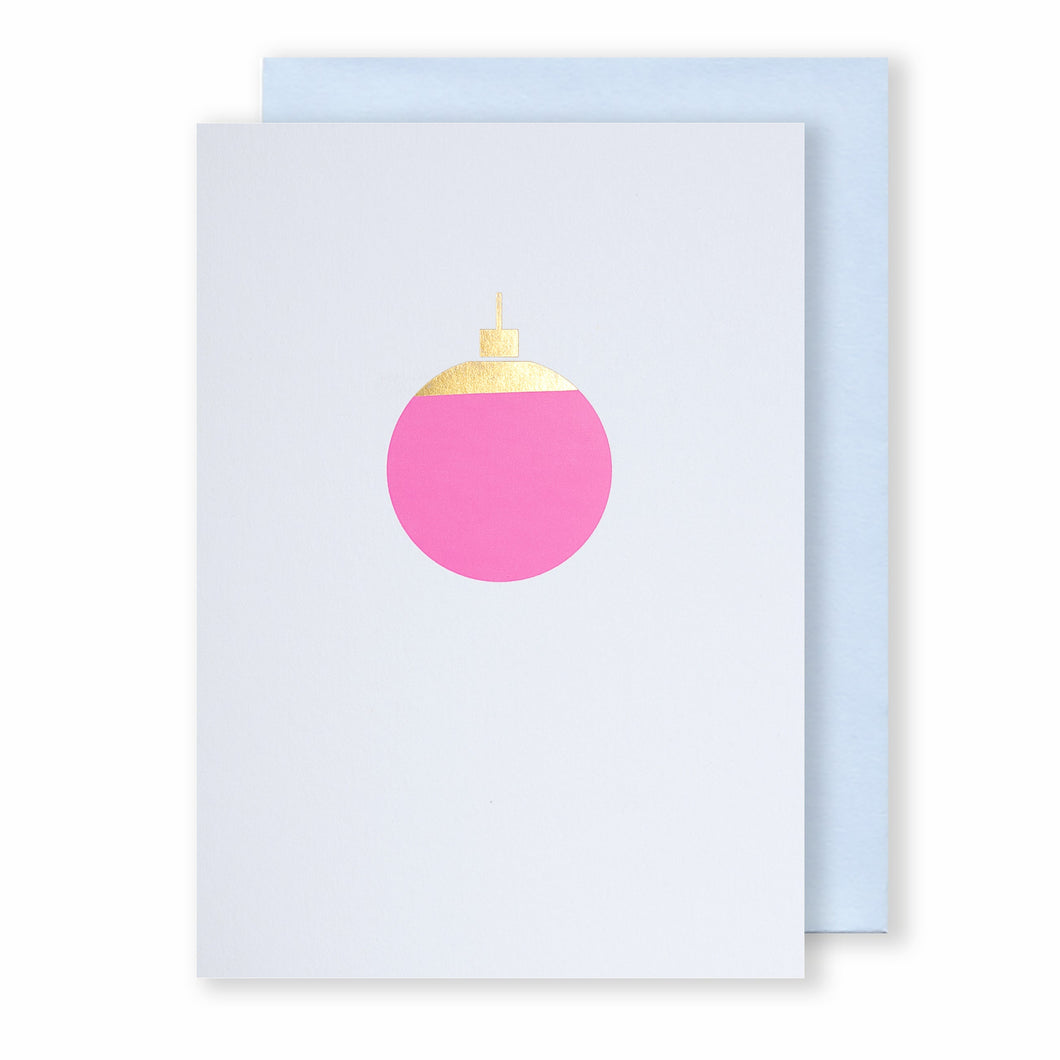 Bauble | White - Gold & Pink Foil | Luxury Foiled Christmas Card Greeting Card Mock Up Designs 