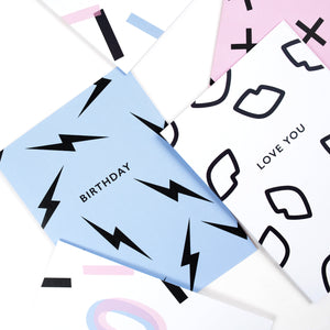 Birthday Lightning | Monochrome Plus Greeting Card Mock Up Designs 