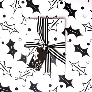Black and White Holly | Christmas Wrapping Paper Wrapping Paper Mock Up Designs 