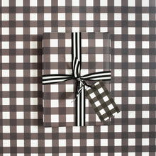 Load image into Gallery viewer, Gingham Gift Tags | Black and White Wrapping Paper Mock Up Designs 