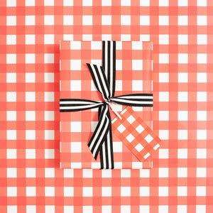 Gingham Gift Tags | Red and White Wrapping Paper Mock Up Designs 