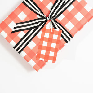 Gingham Gift Tags | Red and White Wrapping Paper Mock Up Designs 