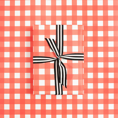 Gingham Wrapping Paper | Red and White Wrapping Paper Mock Up Designs 