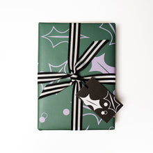 Load image into Gallery viewer, Green and Lilac Holly | Christmas Wrapping Paper Wrapping Paper Mock Up Designs 