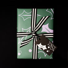 Load image into Gallery viewer, Green and Lilac Holly | Christmas Wrapping Paper Wrapping Paper Mock Up Designs 