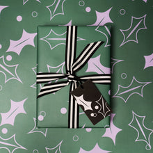 Load image into Gallery viewer, Green and Lilac Holly | Christmas Wrapping Paper Wrapping Paper Mock Up Designs 