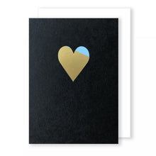 Load image into Gallery viewer, Heart | Black - Gold &amp; Blue Foil | Luxury Foiled Valentine&#39;s Card Greeting Card Mock Up Designs 