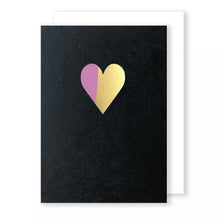 Load image into Gallery viewer, Heart | Black - Gold &amp; Blue Foil | Luxury Foiled Valentine&#39;s Card Greeting Card Mock Up Designs Pink &amp; Gold Foil 