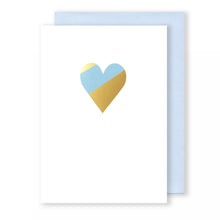 Load image into Gallery viewer, Heart | White - Gold &amp; Blue Foil | Luxury Foiled Valentine&#39;s Card Greeting Card Mock Up Designs 