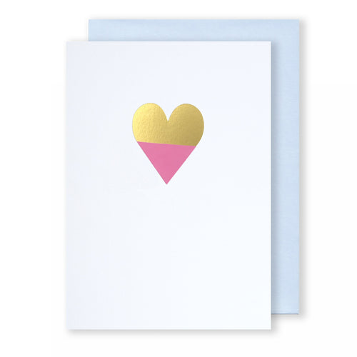 Heart | White - Gold & Pink Foil | Luxury Foiled Valentine's Card Greeting Card Mock Up Designs Pink & Gold Foil 