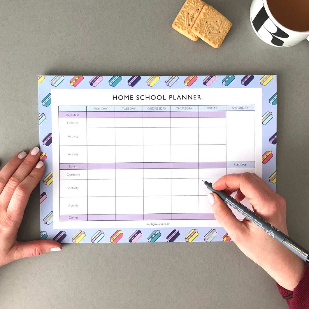 Home School Weekly Planner | Hot Dogs Notebook Mock Up Designs 
