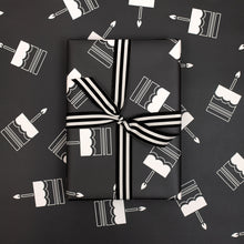 Load image into Gallery viewer, Monochrome Birthday Cake | Wrapping Paper Wrapping Paper Mock Up Designs 