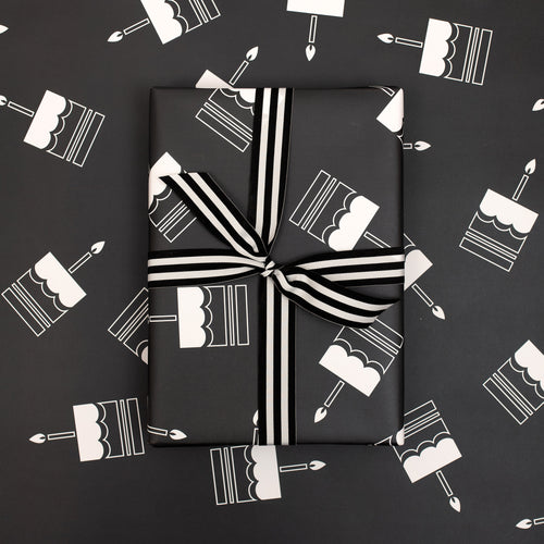 Monochrome Birthday Cake | Wrapping Paper Wrapping Paper Mock Up Designs 