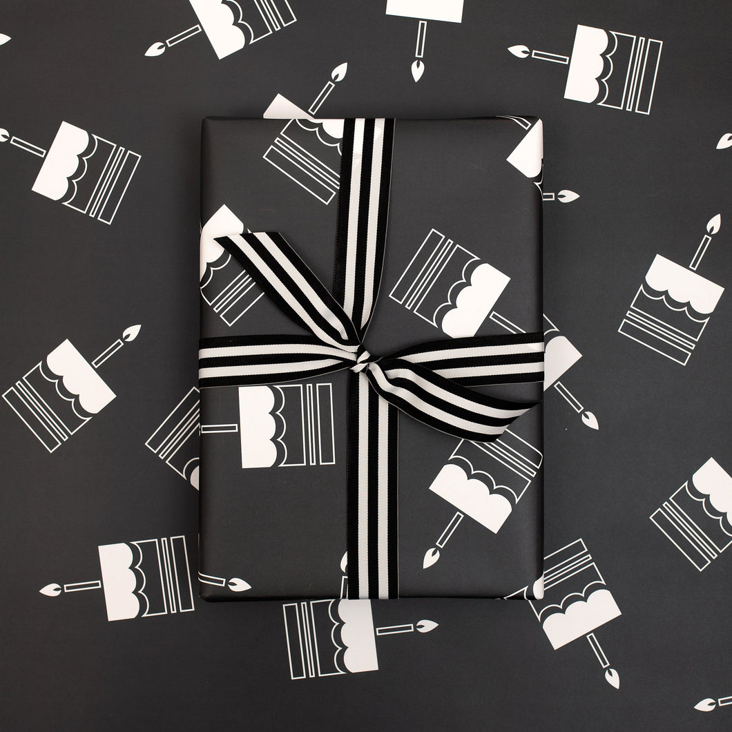 Monochrome Birthday Cake | Wrapping Paper Wrapping Paper Mock Up Designs 