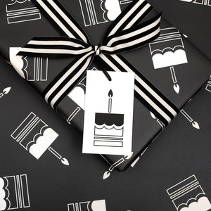 Monochrome Birthday Cake | Wrapping Paper Wrapping Paper Mock Up Designs 