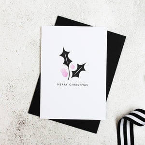 Monochrome Holly | Christmas Card Greeting Card Mock Up Designs 