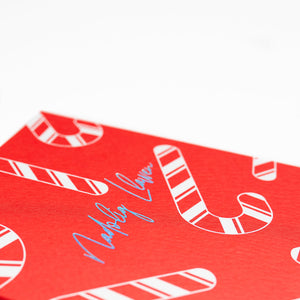Nadolig Llawen | Candy Canes | Foiled Christmas Card Greeting Card Mock Up Designs 