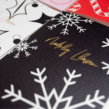 Load image into Gallery viewer, Nadolig Llawen | Snowflakes | Foiled Christmas Card Greeting Card Mock Up Designs 